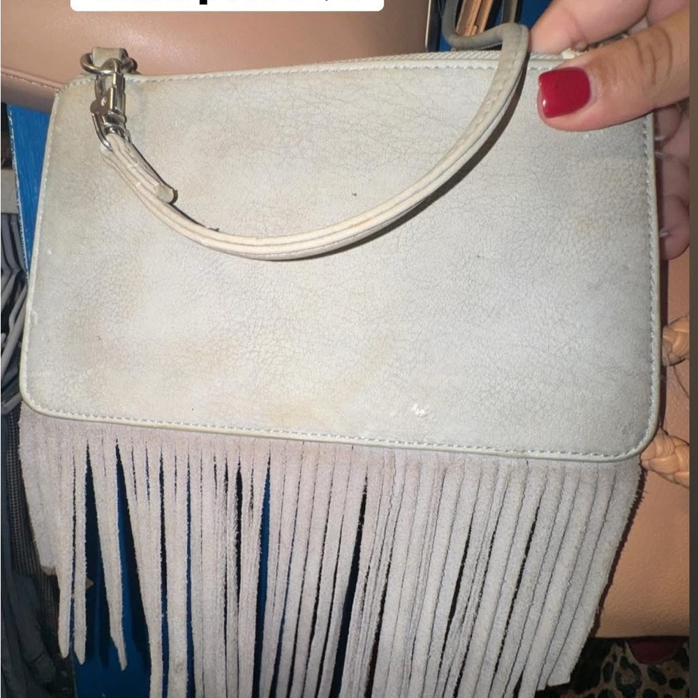Fringe Cream Handbag